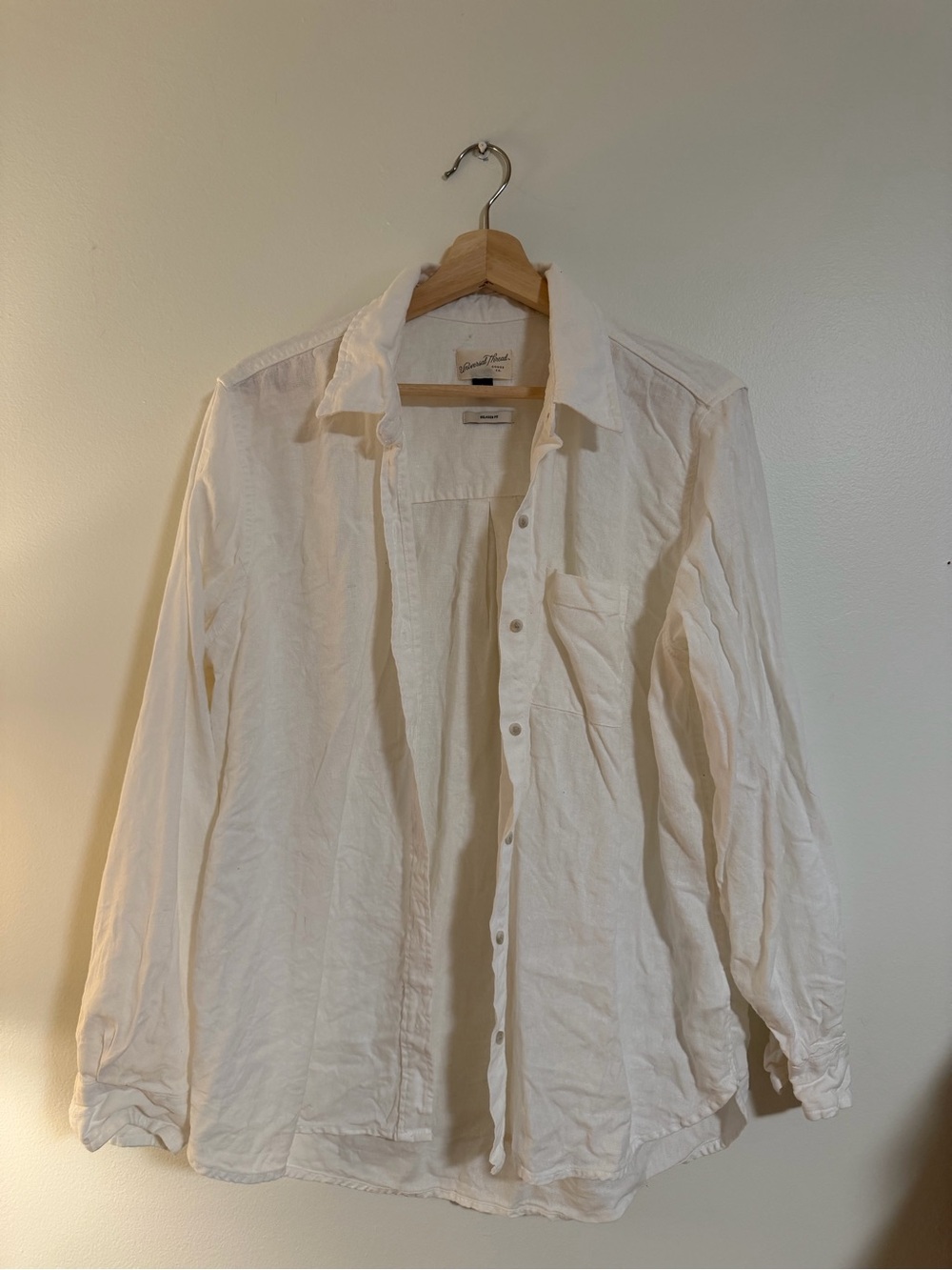 Universal Thread White Linen Blend Relaxed Button Down Shirt L